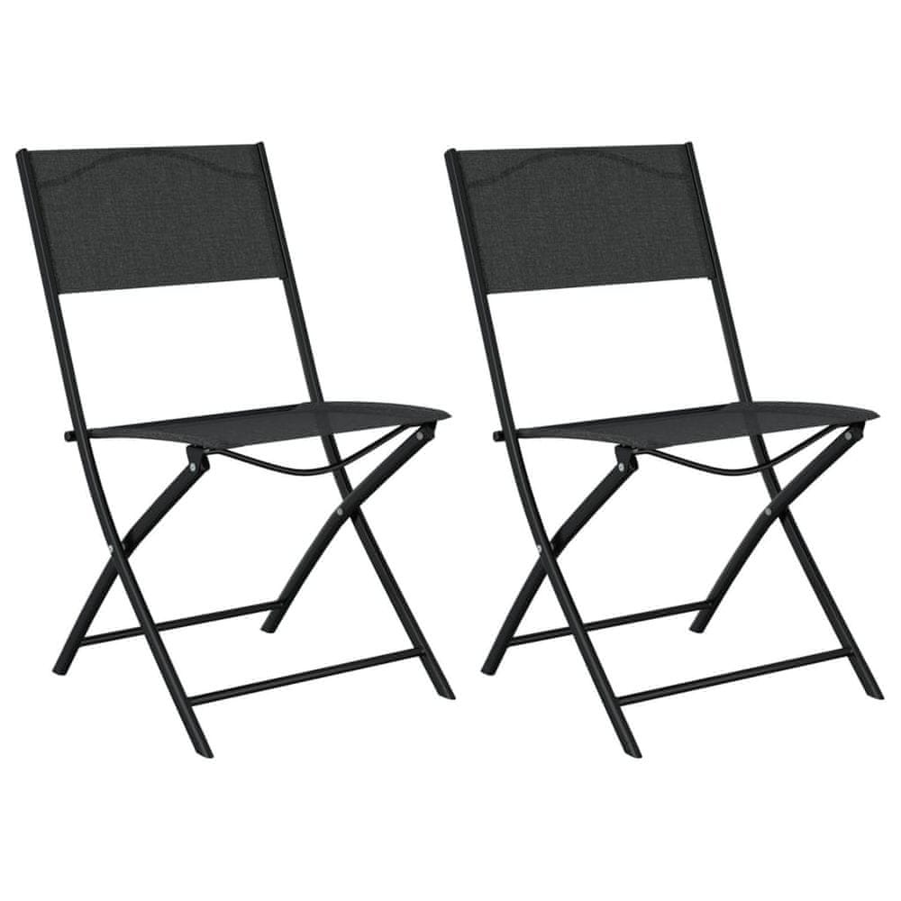 Vidaxl Skladacie vonkajšie stoličky 2 ks čierne oceľ a textilén
